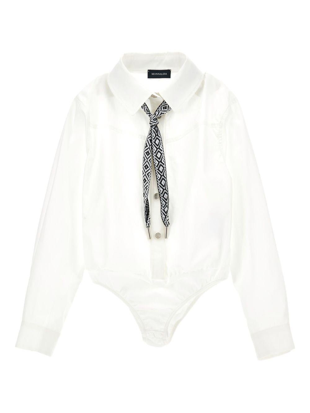 Camicia per bambina Monnalisa bianca con polsini con abbottonatura - Rubino Kids