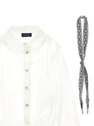 Camicia per bambina Monnalisa bianca con polsini con abbottonatura - Rubino Kids