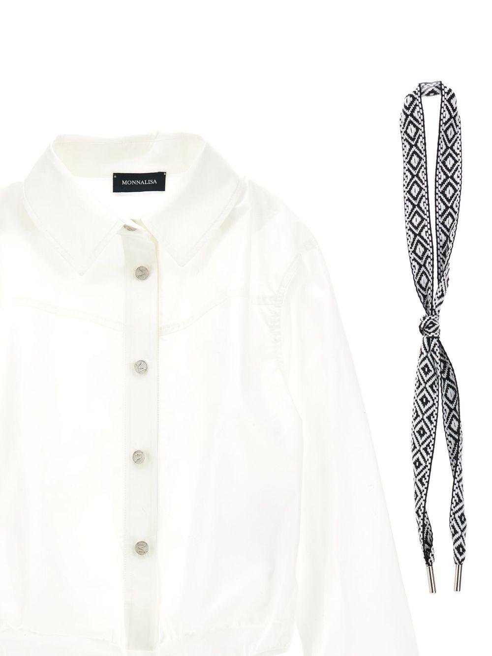 Camicia per bambina Monnalisa bianca con polsini con abbottonatura - Rubino Kids