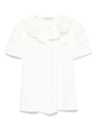 Camicia per bambina Monnalisa bianco con rifiniture ruches - Rubino Kids