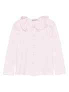 Camicia per bambina Monnalisa rosa con colletto arricciato - Rubino Kids