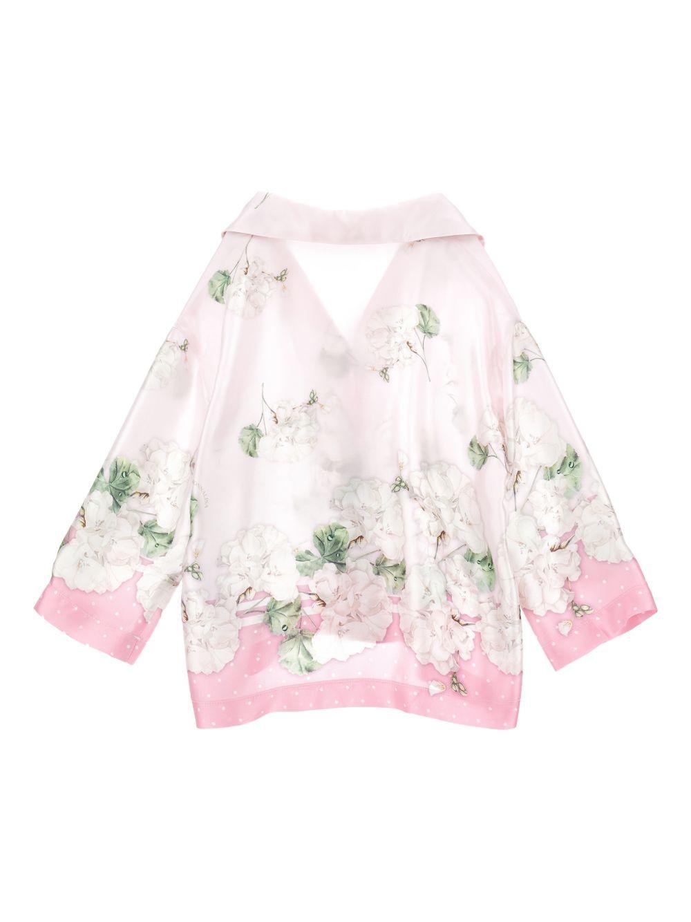 Camicia per bambina Monnalisa rosa con stampa a fiori - Rubino Kids