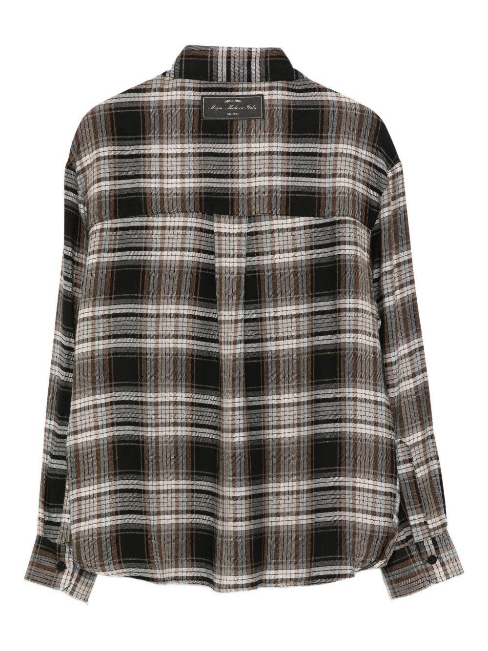 Camicia per bambina MSGM Kids nero con motivo a quadri con decorazione - Rubino Kids