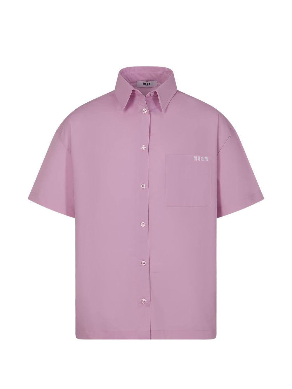 Camicia per bambina MSGM Kids rosa con taschino - Rubino Kids