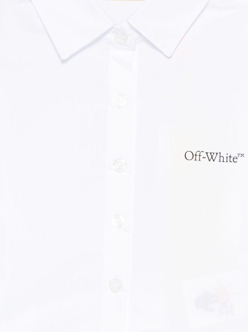 Camicia per bambina Off - White Kids bianco modello crop - Rubino Kids