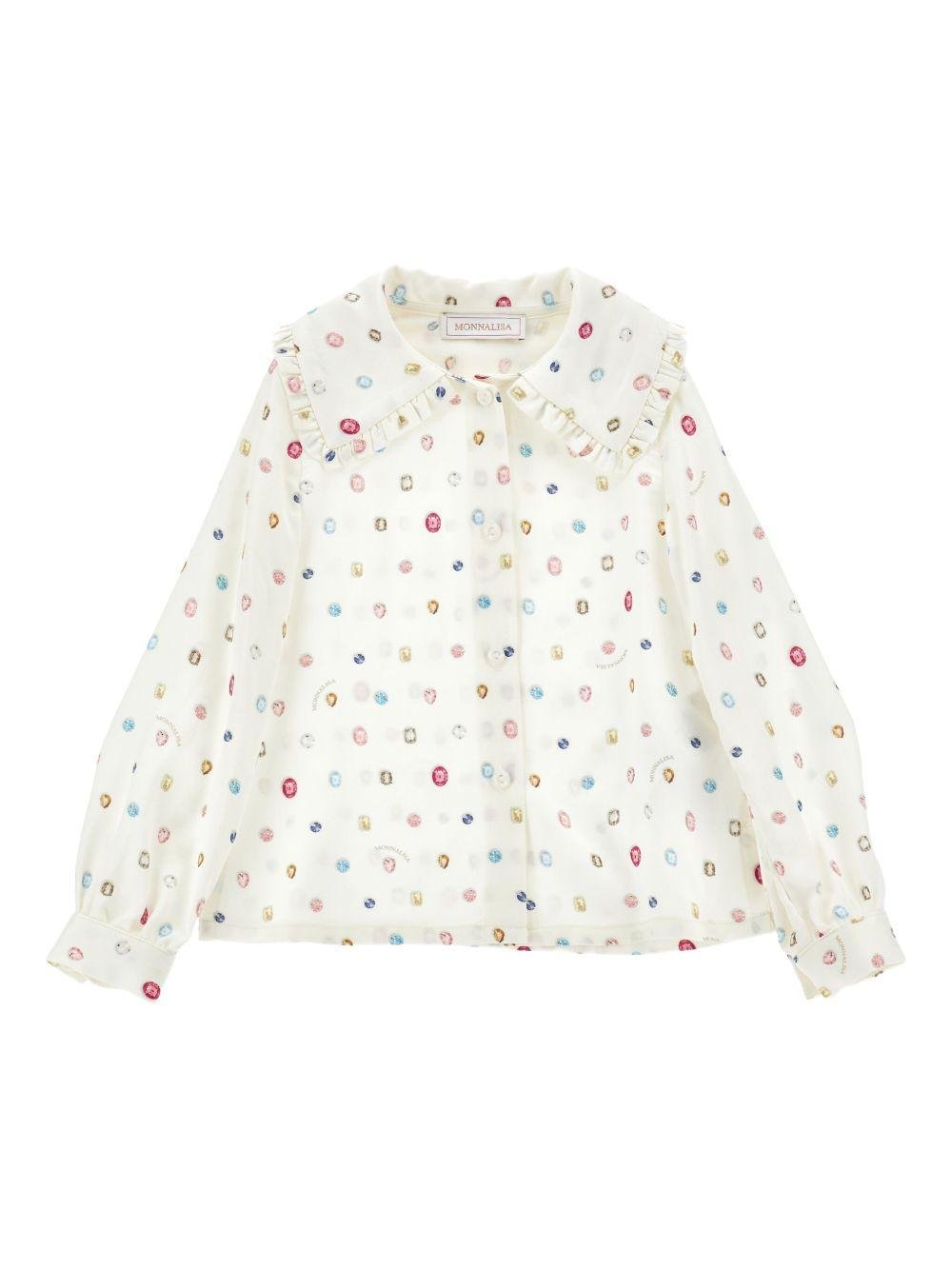 Camicia per bambina Stitch Disney x Monnalisa bianco con ruches - Rubino Kids