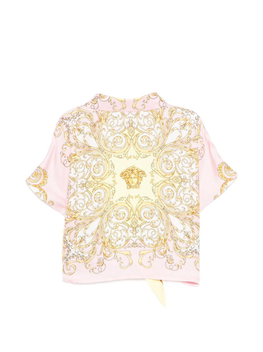 Camicia per bambina Versace Kids rosa con design barocco - Rubino Kids