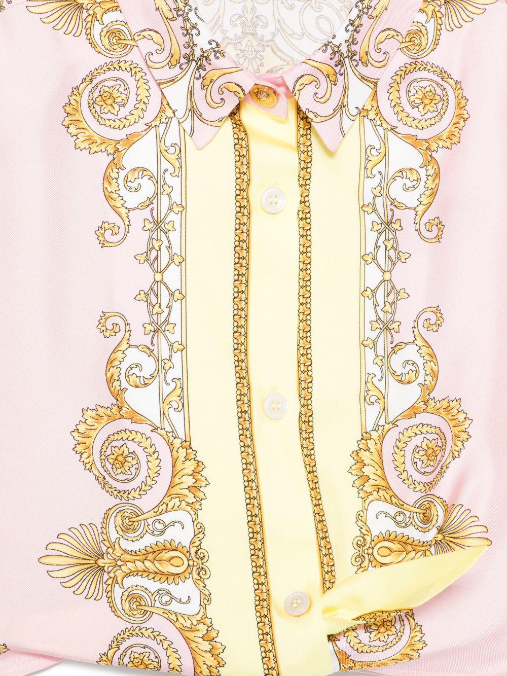 Camicia per bambina Versace Kids rosa con design barocco - Rubino Kids