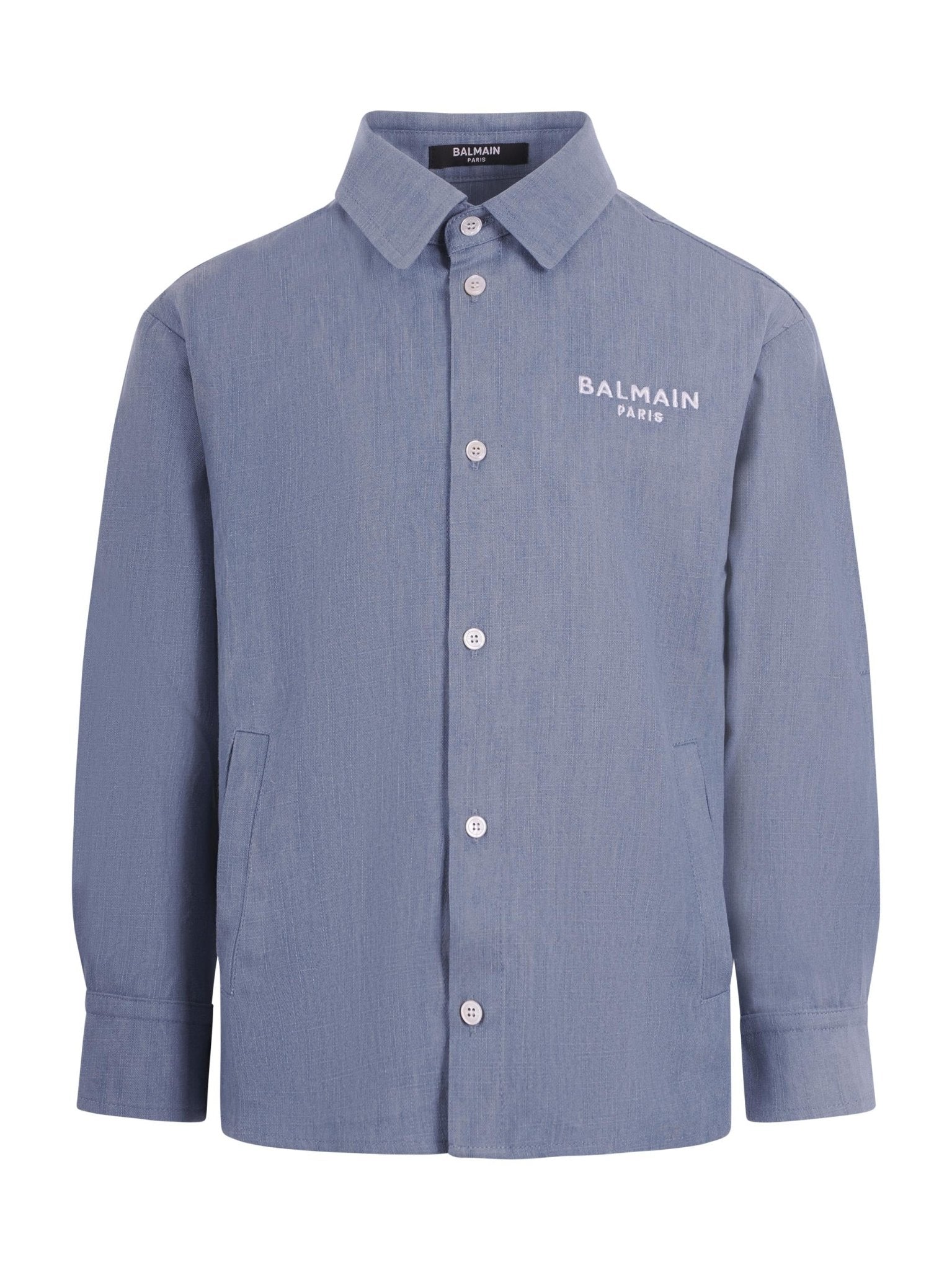Camicia per bambino Balmain Kids denim con logo sul davanti - Rubino Kids