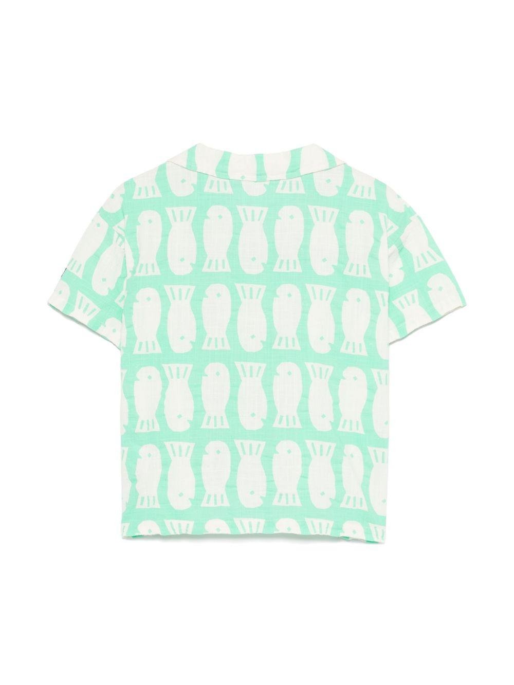 Camicia per bambino Bobo Choses Lucky Fish verde con stampa grafica - Rubino Kids