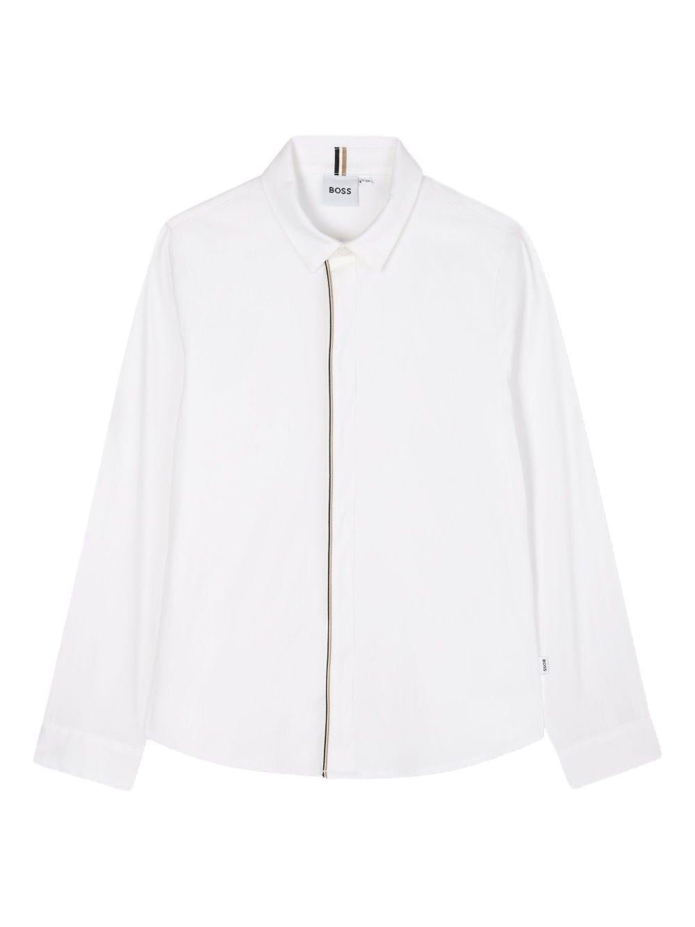 Camicia per bambino BOSS Kids bianca con chiusura con zip - Rubino Kids