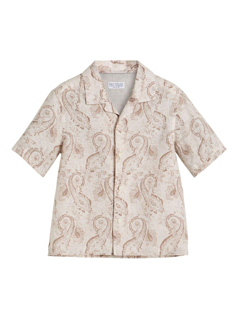 Camicia per bambino Brunello Cucinelli Kids beige con stampa paisley - Rubino Kids