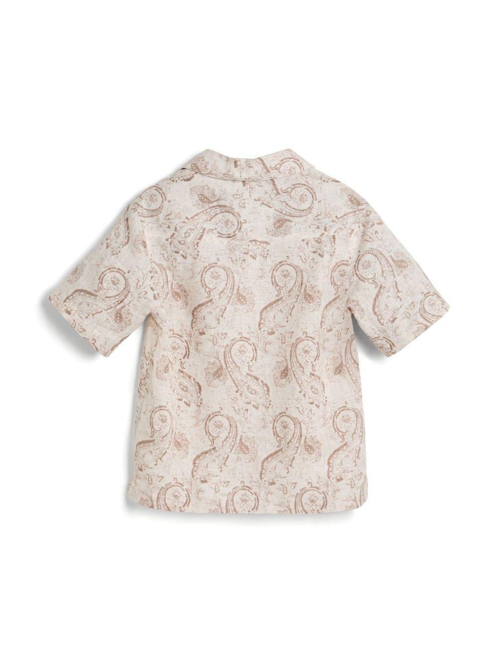 Camicia per bambino Brunello Cucinelli Kids beige con stampa paisley - Rubino Kids