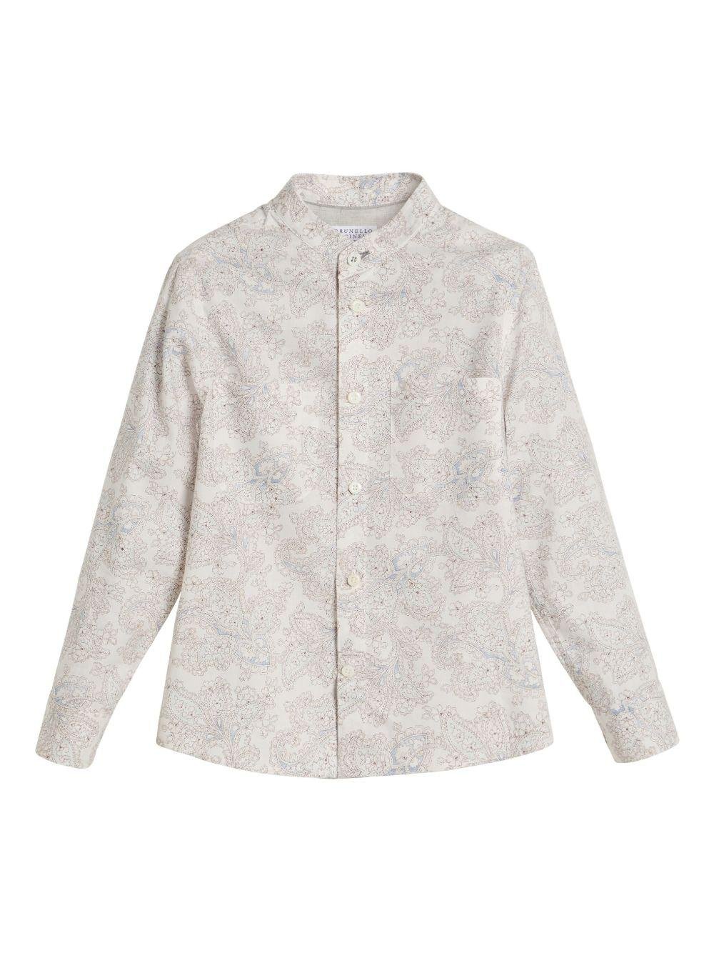 Camicia per bambino Brunello Cucinelli Kids bianco con stampa paisley - Rubino Kids