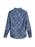 Camicia per bambino Brunello Cucinelli Kids blu con colletto alla coreana - Rubino Kids