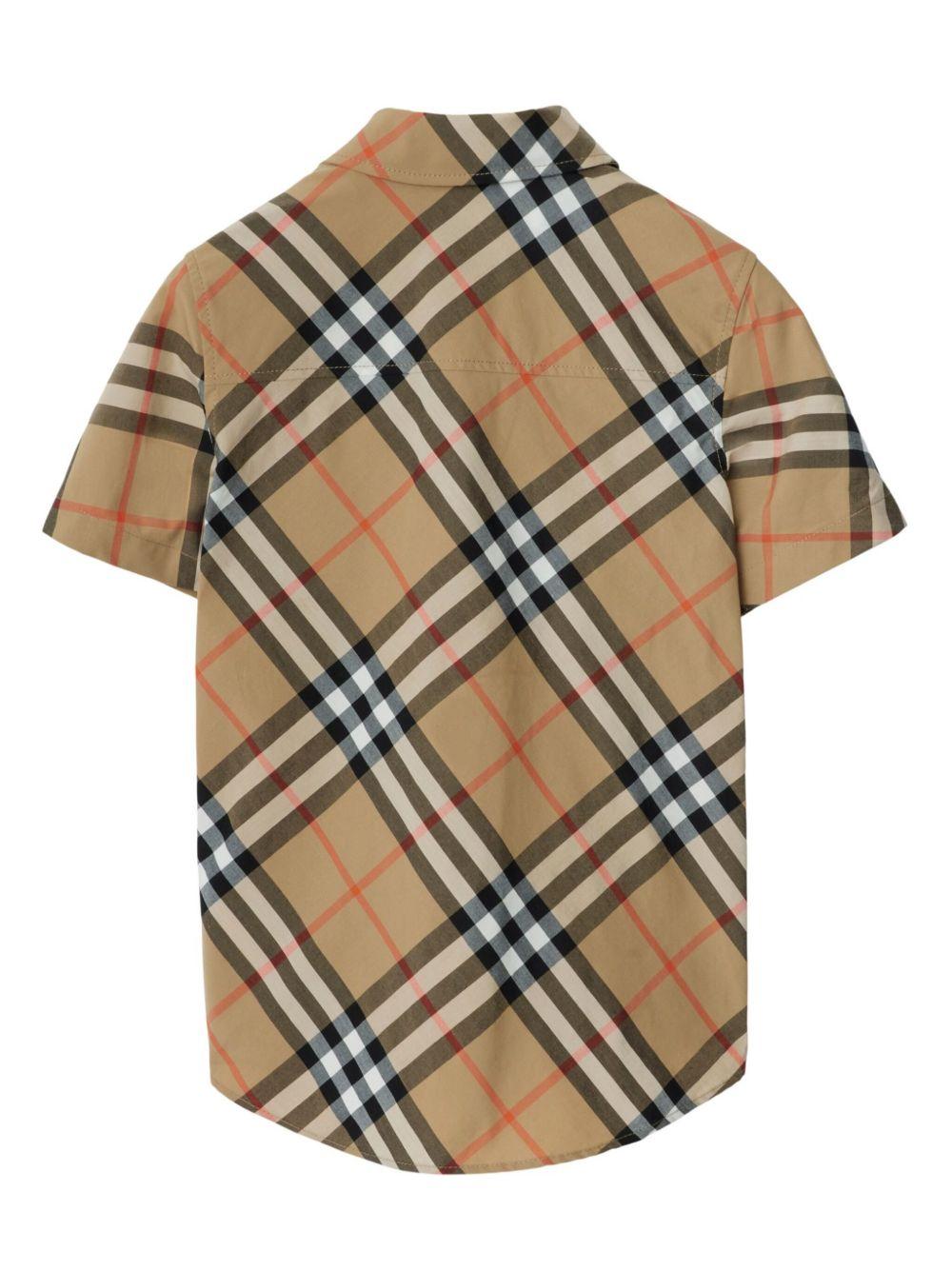 Camicia per bambino Burberry Kids beige con motivo Vintage check - Rubino Kids
