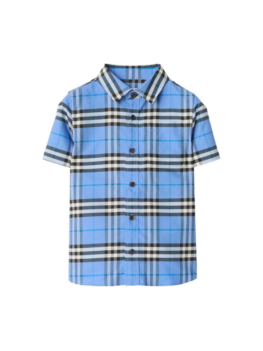 Camicia per bambino Burberry Kids blu con motivo a quadri - Rubino Kids