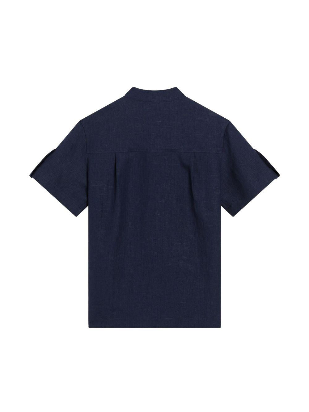 Camicia per bambino Dolce & Gabbana Kids blu con colletto alla coreana - Rubino Kids