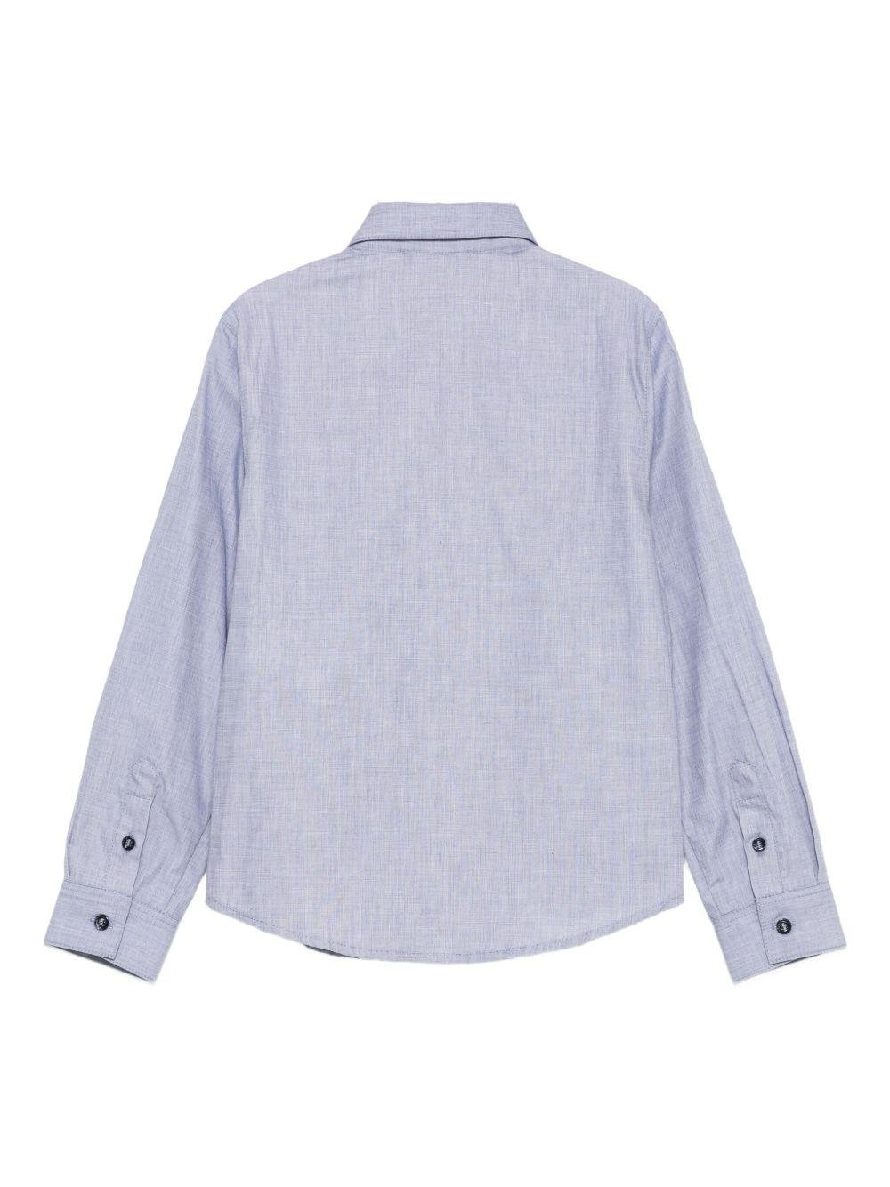 Camicia per bambino Emporio Armani Kids azzurra con logo ricamato - Rubino Kids