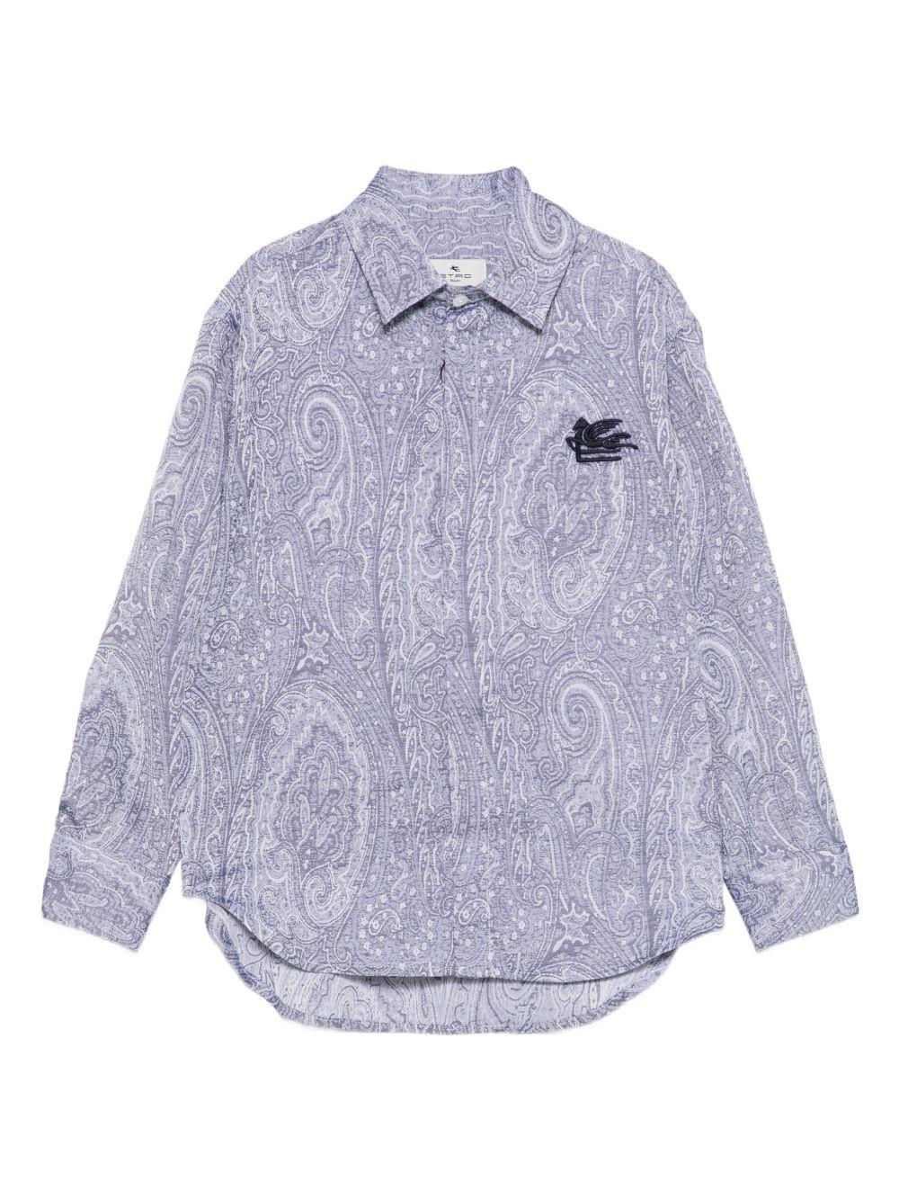 Camicia per bambino Etro Kids blu con stampa paisley - Rubino Kids