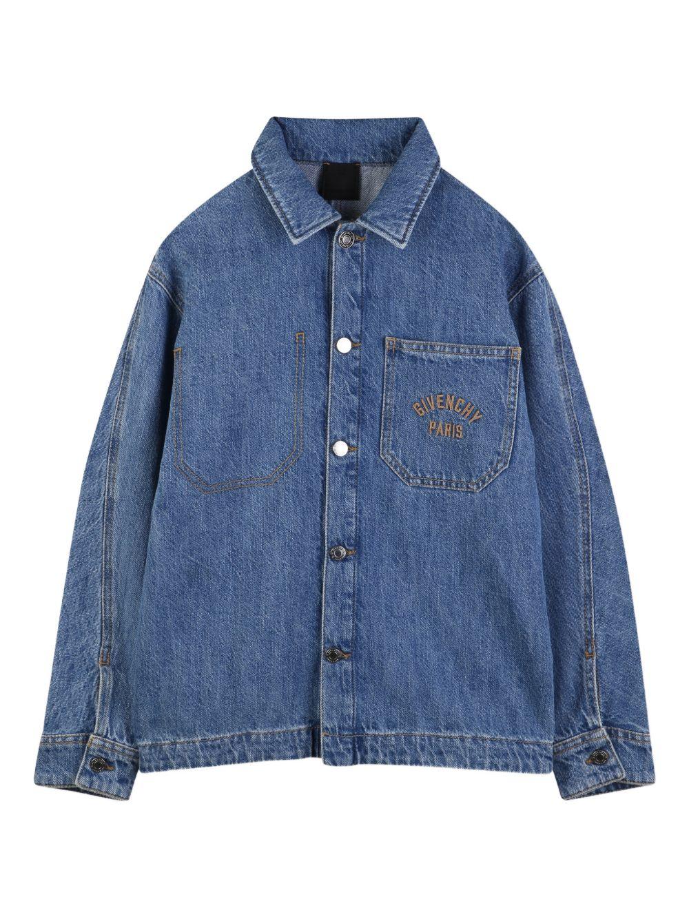 Camicia per bambino Givenchy Kids in denim con taschino e logo - Rubino Kids