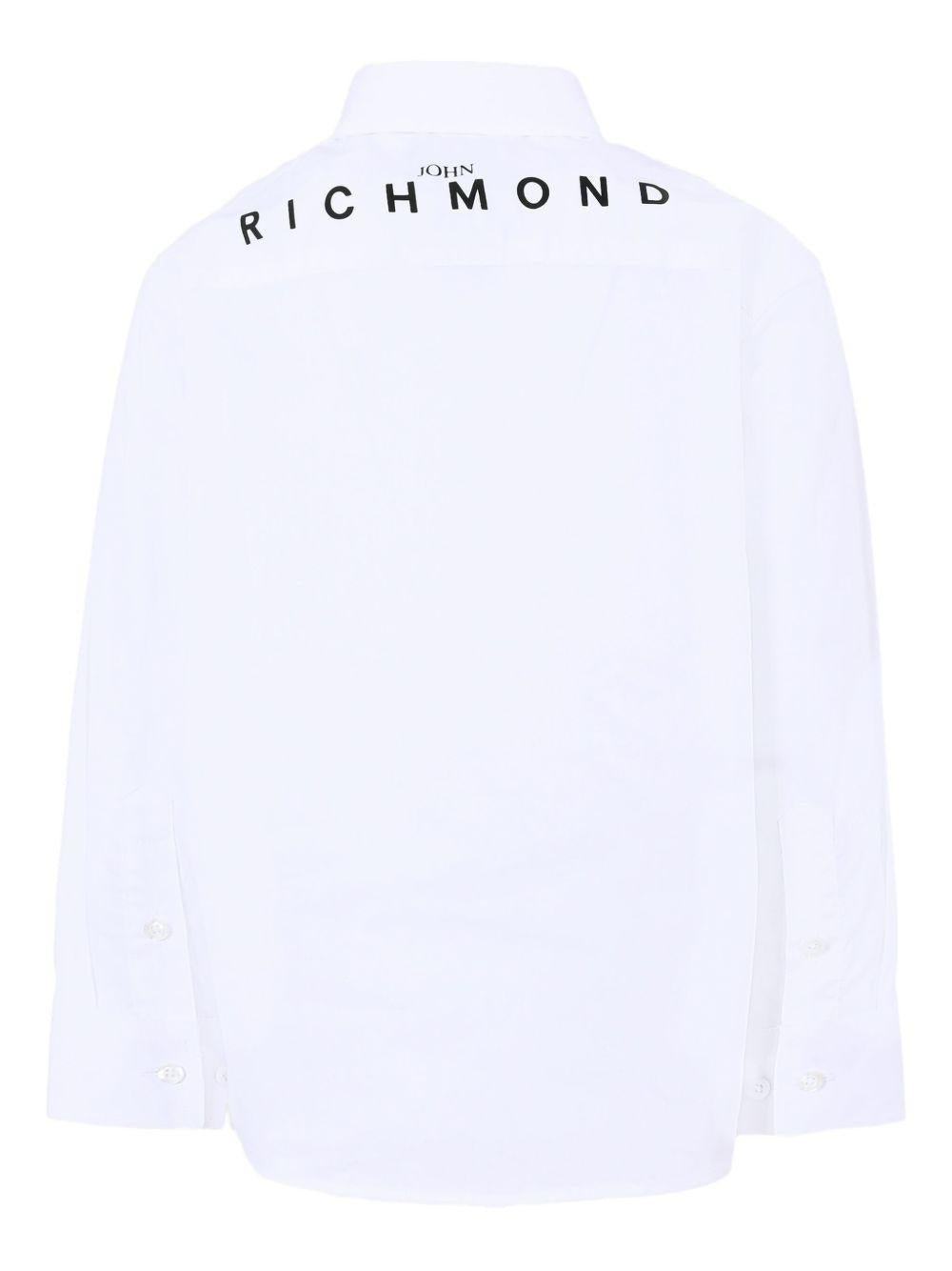 Camicia per bambino John Richmond Junior bianco con logo sul petto - Rubino Kids