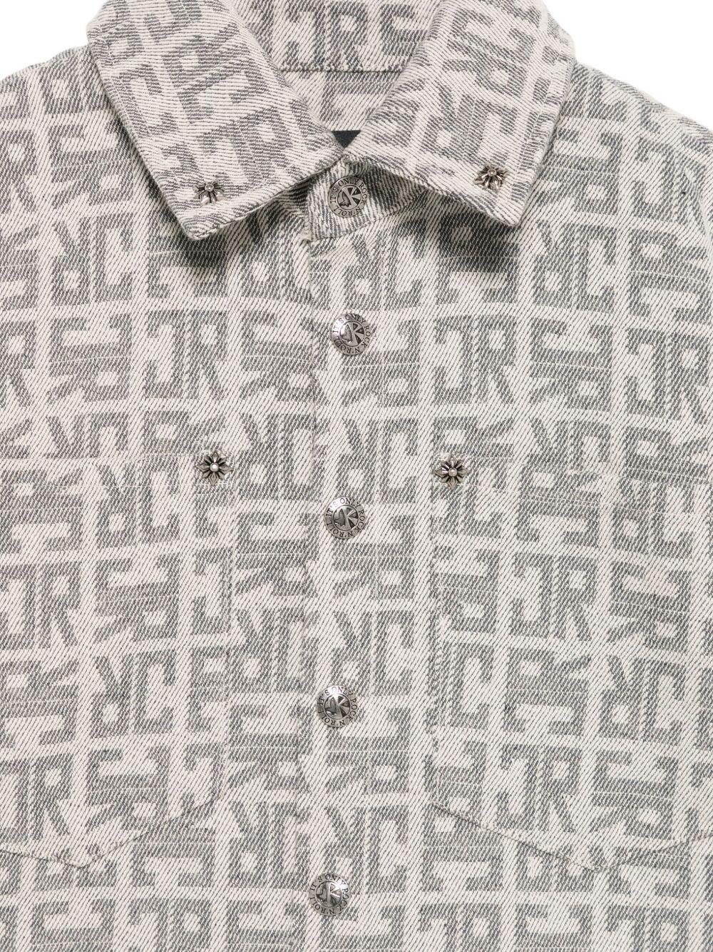 Camicia per bambino John Richmond Junior grigio con motivo monogramma - Rubino Kids