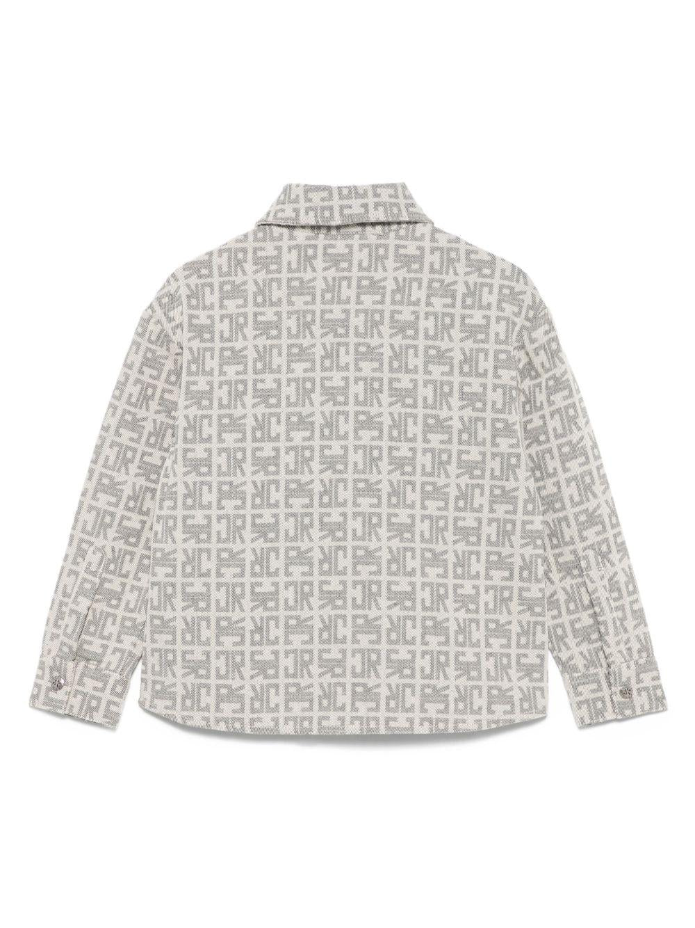 Camicia per bambino John Richmond Junior grigio con motivo monogramma - Rubino Kids