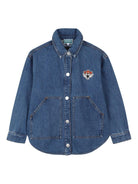 Camicia per bambino Kenzo Kids denim con logo ricamato sul petto - Rubino Kids