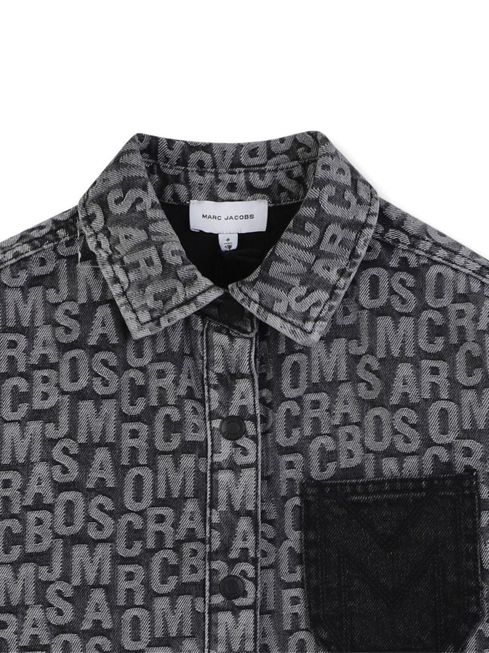 Camicia per bambino Marc Jacobs Kids nera con logo jacquard - Rubino Kids