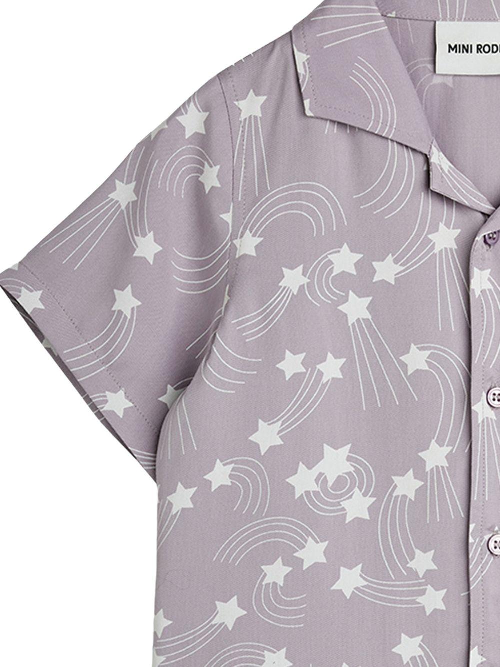 Camicia per bambino Mini Rodini viola con stampa all - over stelle - Rubino Kids