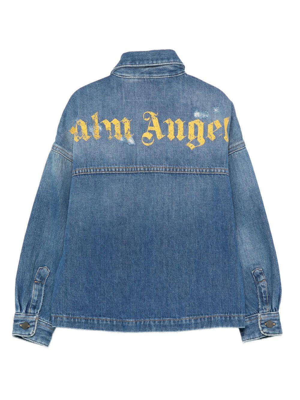 Camicia per bambino Palm Angels Kids in denim con ricamo con logo - Rubino Kids