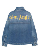 Camicia per bambino Palm Angels Kids in denim con ricamo con logo - Rubino Kids