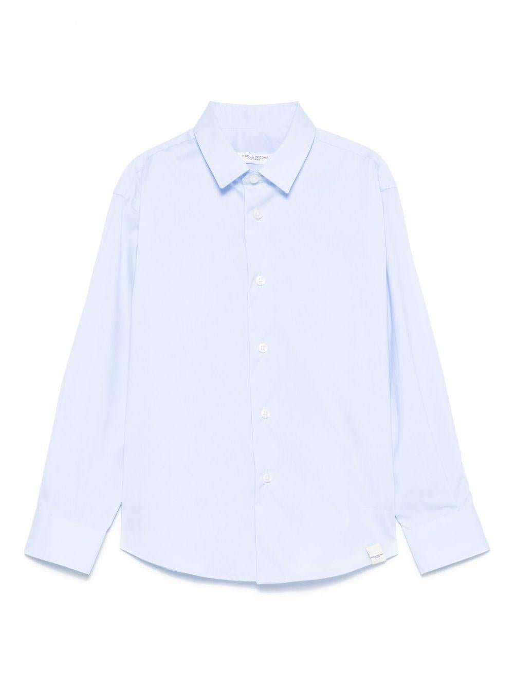 Camicia per bambino Paolo Pecora Kids azzurro con mini etichetta con logo - Rubino Kids