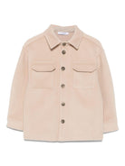 Camicia per bambino Paolo Pecora Kids beige con tasca a patta e bottoni - Rubino Kids