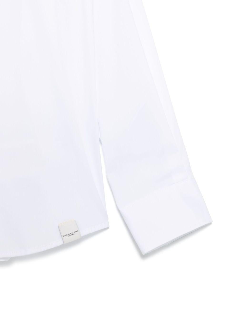 Camicia per bambino Paolo Pecora Kids bianco con mini etichetta con logo - Rubino Kids