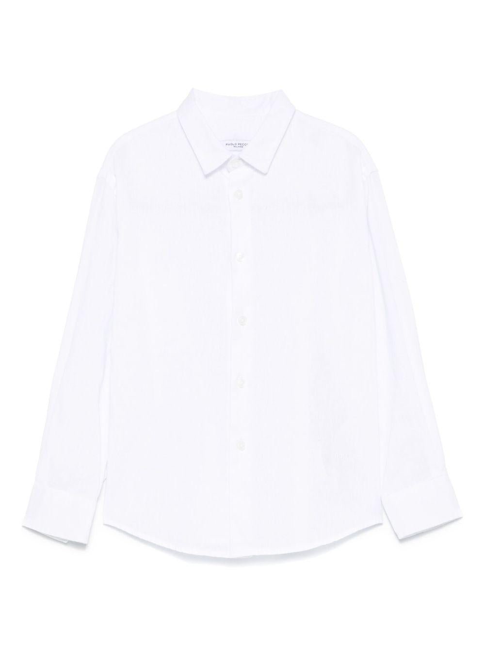 Camicia per bambino Paolo Pecora Kids bianco con ricamo logo - Rubino Kids