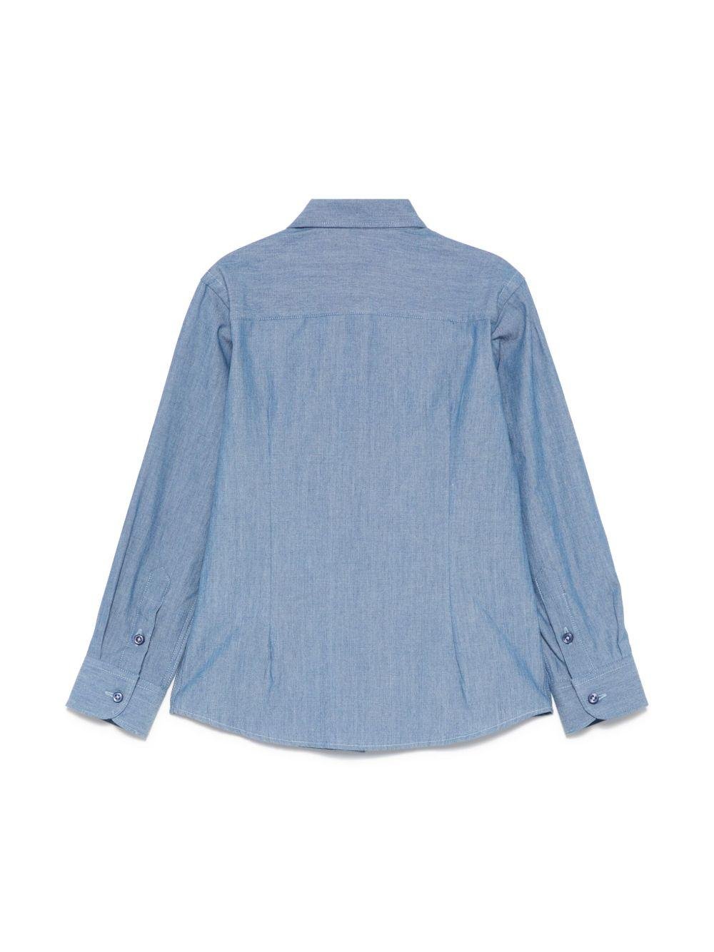 Camicia per bambino Paolo Pecora Kids blu con mini targhetta con logo - Rubino Kids