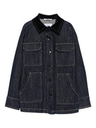 Camicia per bambino Paolo Pecora Kids in denim con colletto in velluto - Rubino Kids