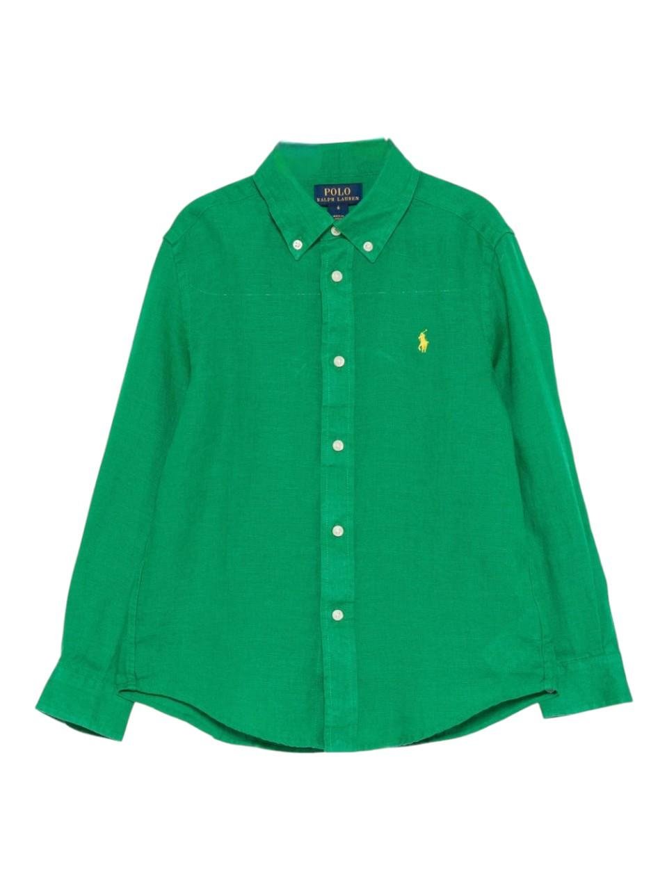 Camicia per bambino Polo Ralph Lauren Kids verde con caratteristico logo Polo Pony - Rubino Kids