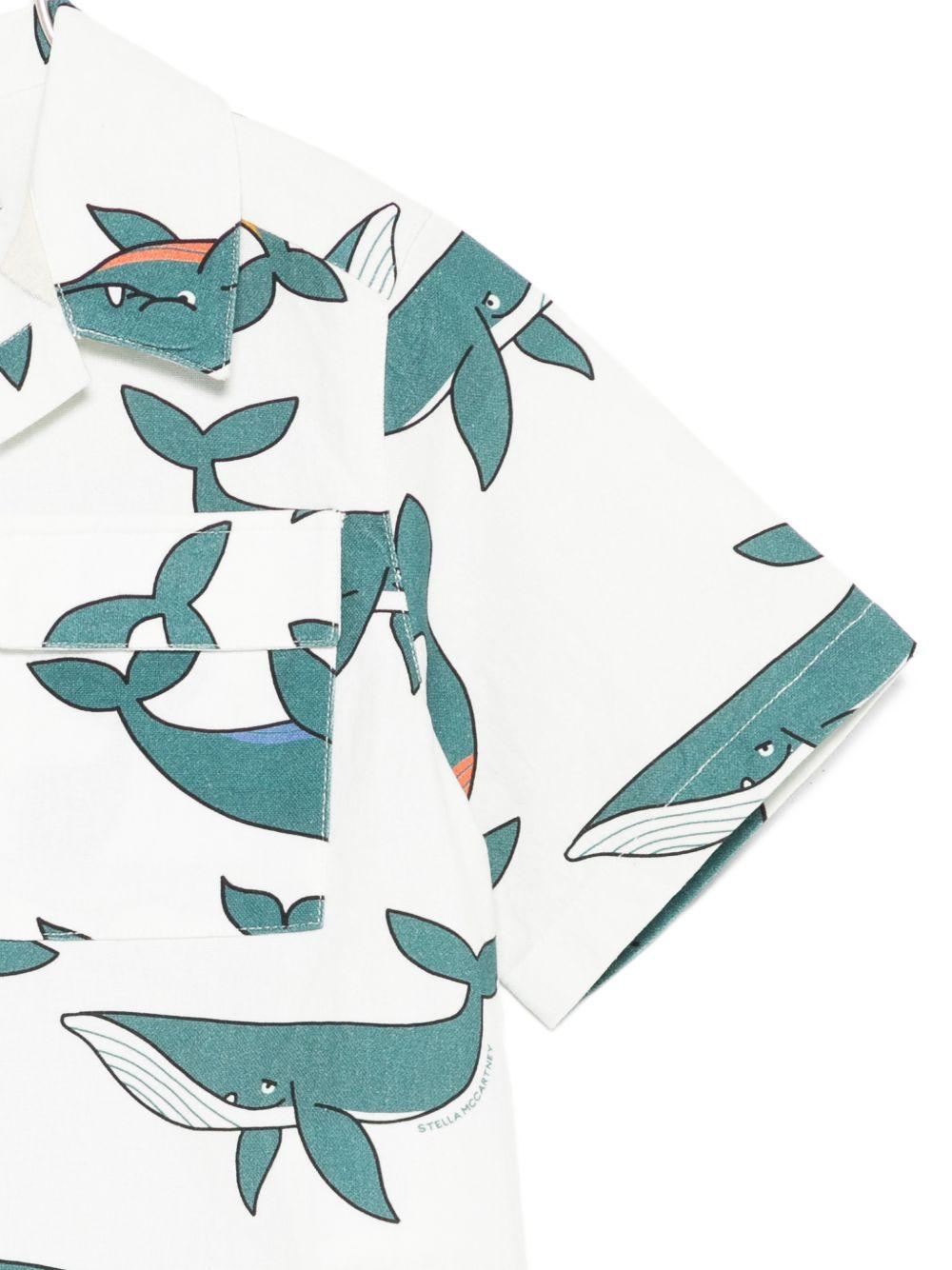 Camicia per bambino Stella McCartney Kids bianca con stampa balene - Rubino Kids