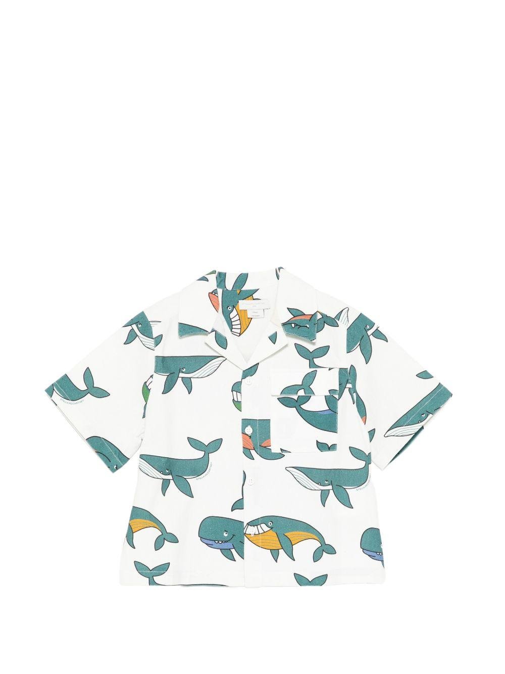 Camicia per bambino Stella McCartney Kids bianca con stampa balene - Rubino Kids