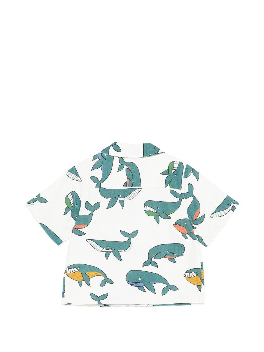 Camicia per bambino Stella McCartney Kids bianca con stampa balene - Rubino Kids