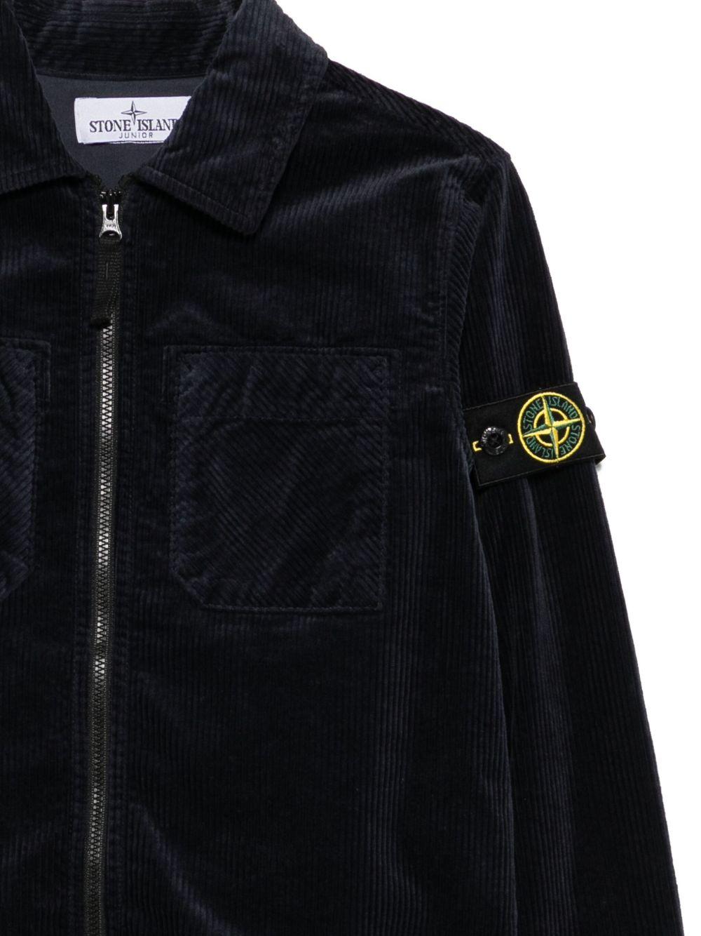 Camicia per bambino Stone Island Junior blu a coste con zip - Rubino Kids