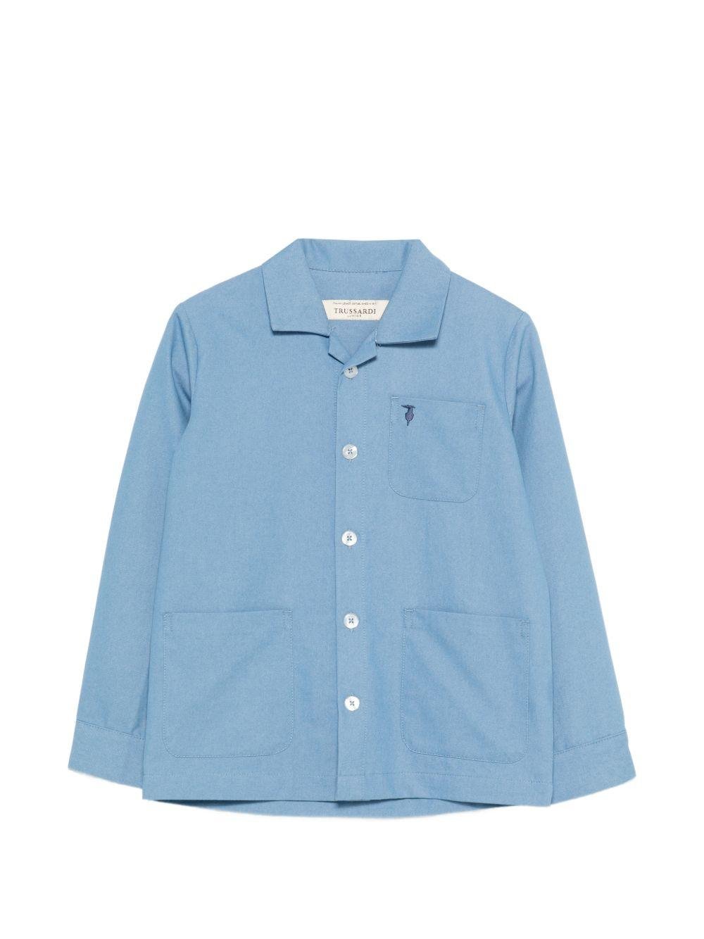 Camicia per bambino TRUSSARDI JUNIOR azzurra con taschino - Rubino Kids