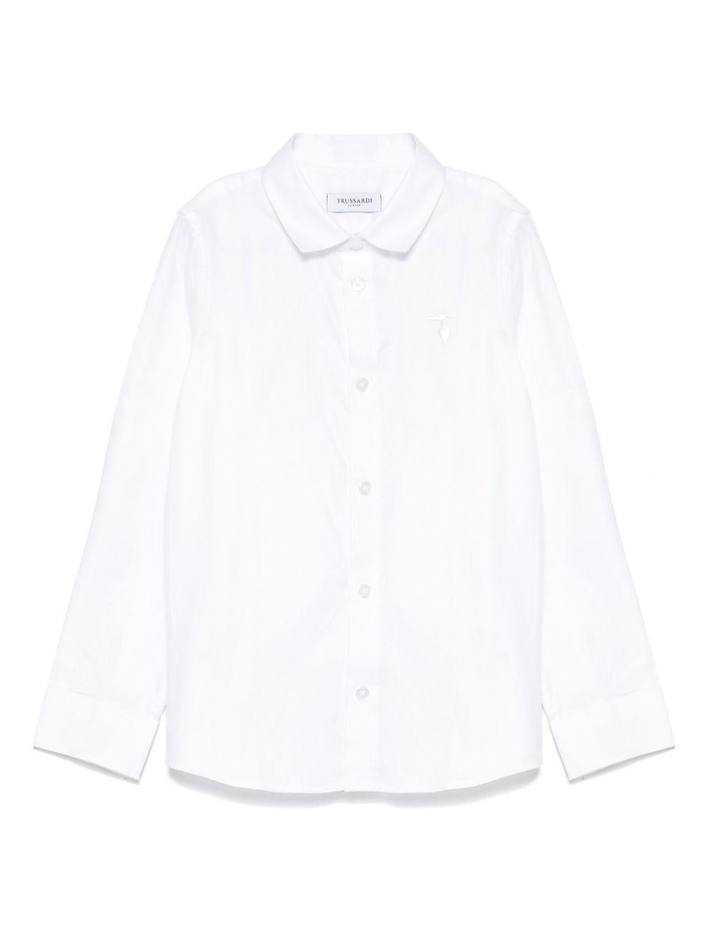 Camicia per bambino Trussardi Junior bianca con colletto ricamato - Rubino Kids