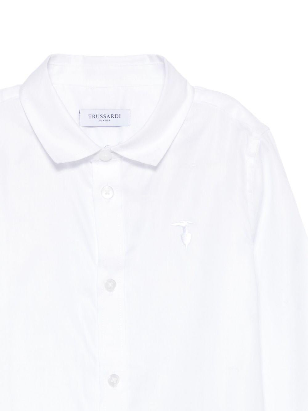 Camicia per bambino Trussardi Junior bianca con colletto ricamato - Rubino Kids