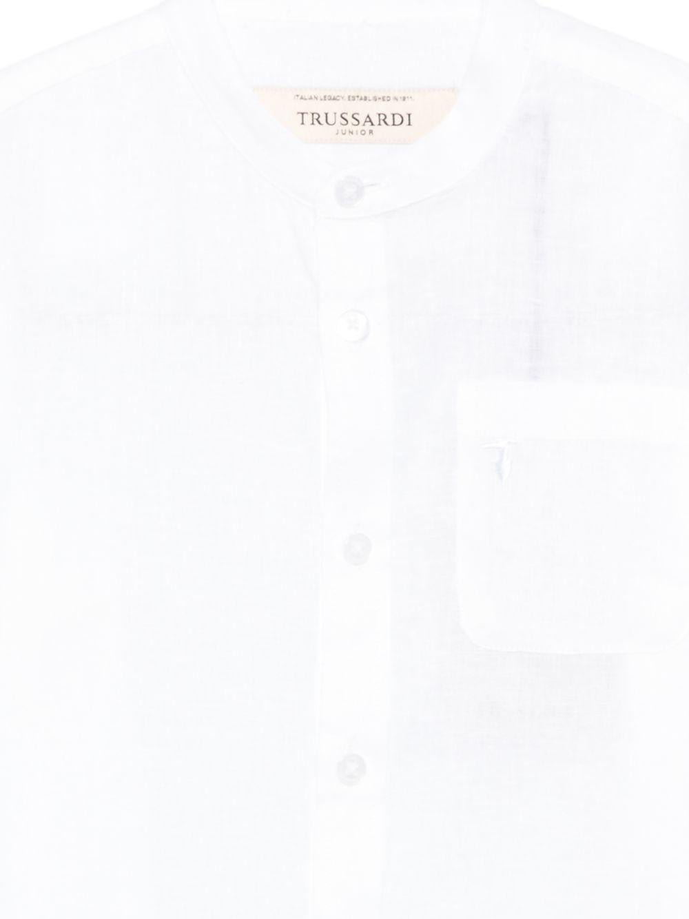 Camicia per bambino Trussardi Junior bianca con tasca sul petto - Rubino Kids