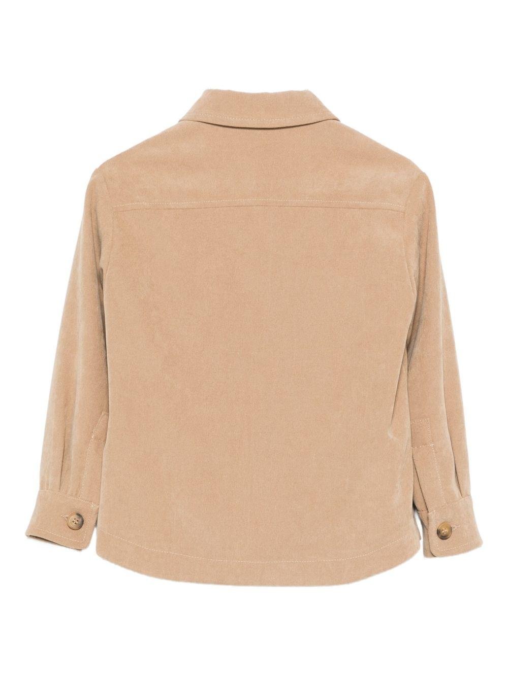 Camicia per bambino Trussardi Junior marrone con patta e tasche con bottoni - Rubino Kids