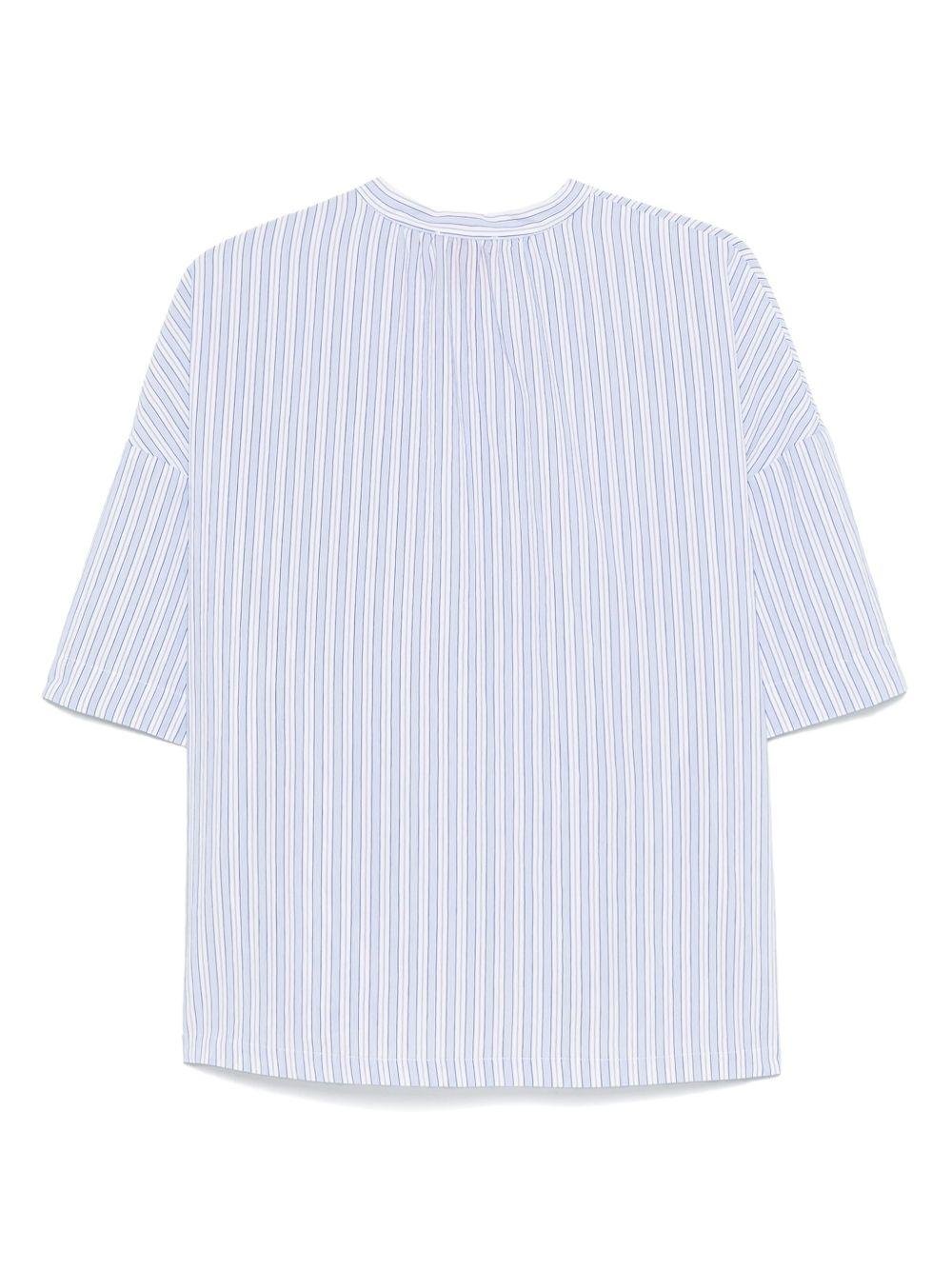 Camicia per donna Merci azzurro a righe con colletto alla coreana - Rubino Kids